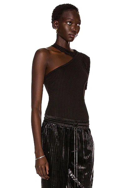 Rta Azalea Rib Cutout One-sleeve Top In Black