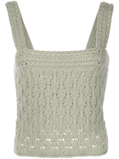 Shop Vince Crochet-knit Cami Top In Green