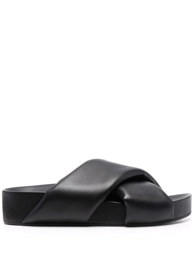 Shop Jil Sander Cross Strap Sandals In Black