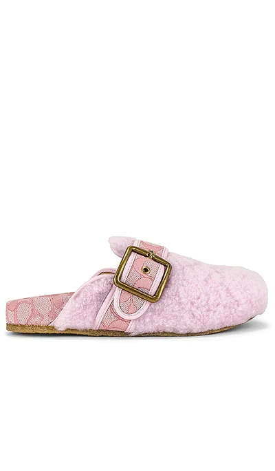 Shop Coach Shearling Clog In Pink