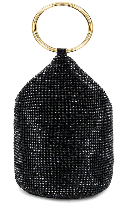 Shop Olga Berg Ellie Crystal Mesh Ring Handle Bag In Black