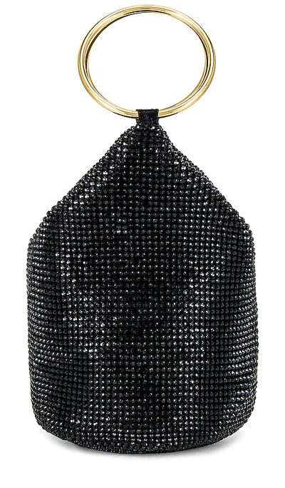 Shop Olga Berg Ellie Crystal Mesh Ring Handle Bag In Black