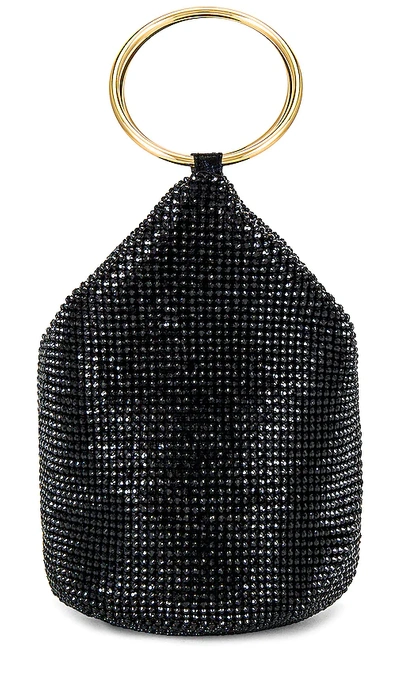 Olga Berg Ellie Crystal Mesh Ring Handle Bag In Black
