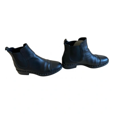Pre-owned Pablo Leather Ankle Boots In Black