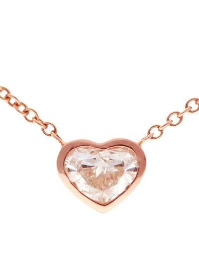 Shop Nephora Women's Heart 14k Rose Gold & Diamond Necklace