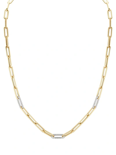 Shop Nephora Women's 14k Two-tone Gold & Diamond Paperclip Chain Necklace In Two Tone Gold