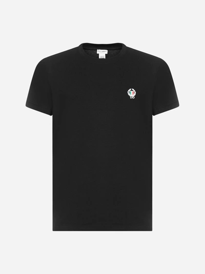 Shop Dolce & Gabbana Tricolor Logo Stretch Cotton T-shirt