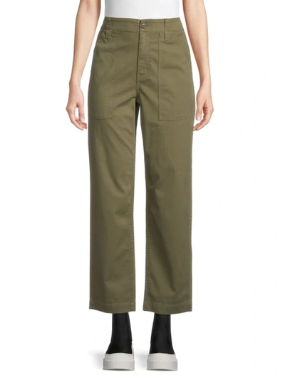 Shop Current Elliott Women's The Mechanic Millie High-rise Trousers In Army Green