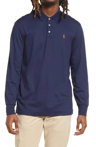 Shop Polo Ralph Lauren Classic Fit Long Sleeve Cotton Polo In French Navy