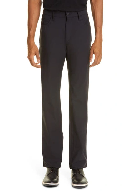 Shop Emporio Armani Stretch Five Pocket Pants In Solid Black