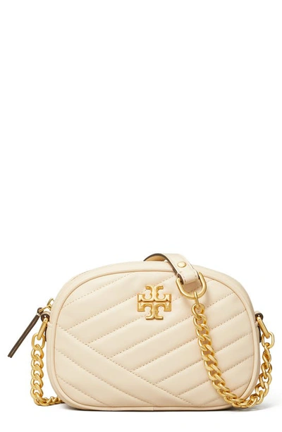 Shop Tory Burch Kira Camera Bag In New Cream/ Rolled Brass