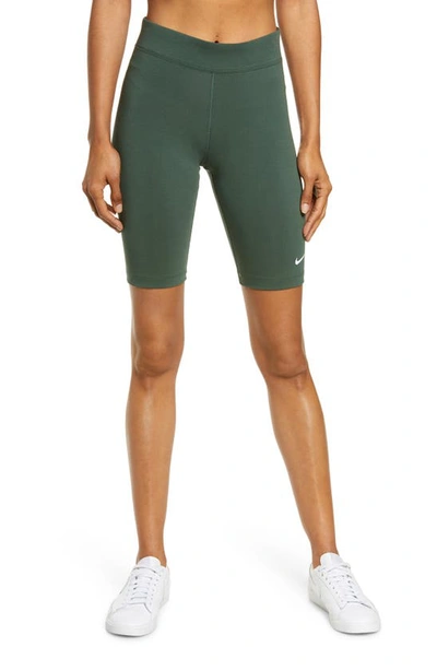 Shop Nike Sportswear Essential Bike Shorts In Galactic Jade/ White