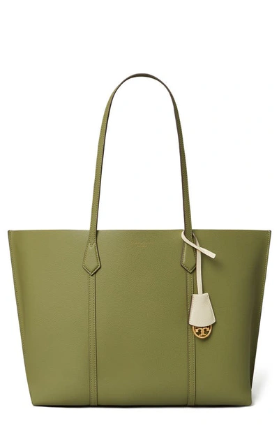 Shop Tory Burch Perry Triple Compartment Leather Tote In Daphne