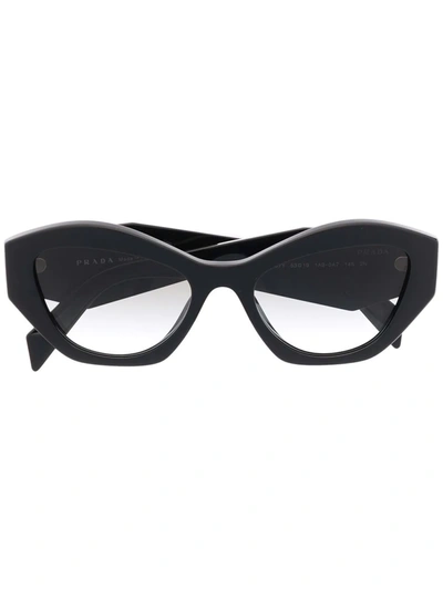 Shop Prada Angular-frame Sunglasses In Black