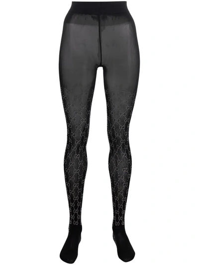 Shop Gucci Gg-pattern Tights In Black