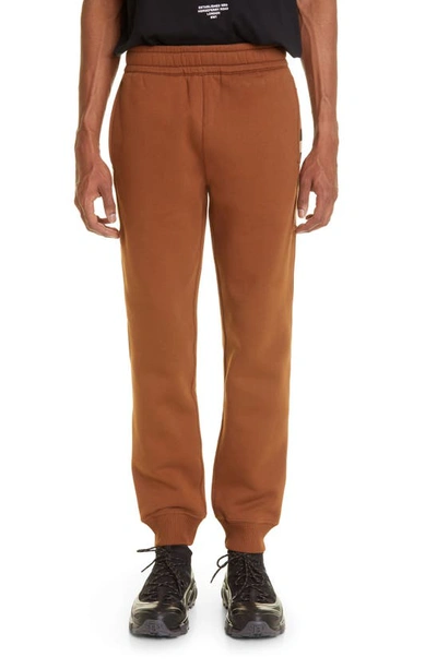 Shop Burberry Stephan Check Panel Cotton Blend Joggers In Dark Birch Brown