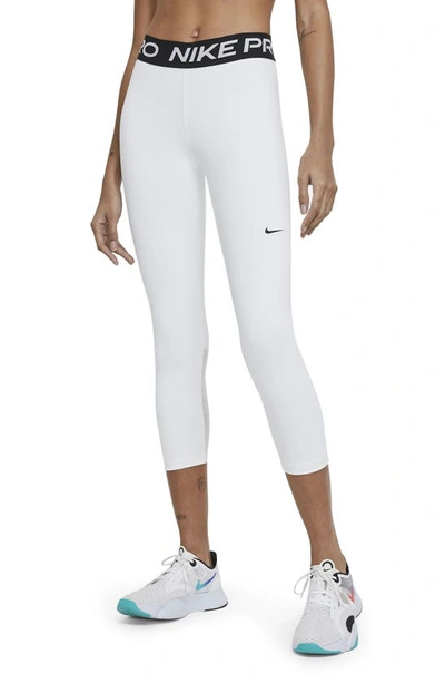 Shop Nike Dri-fit Pro 365 Crop Leggings In White/ Black/ Black