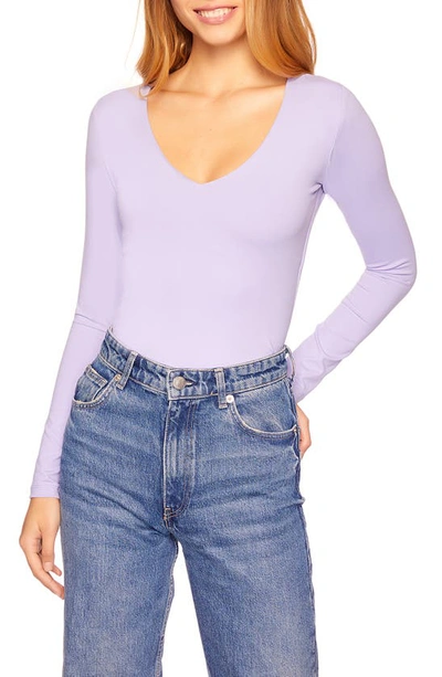 Shop Susana Monaco Long Sleeve V-neck Top In Sweet Lavender