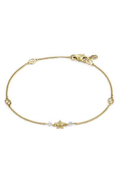 Shop Gucci Interlocking-g Diamond Star Bracelet In D.13 18ky