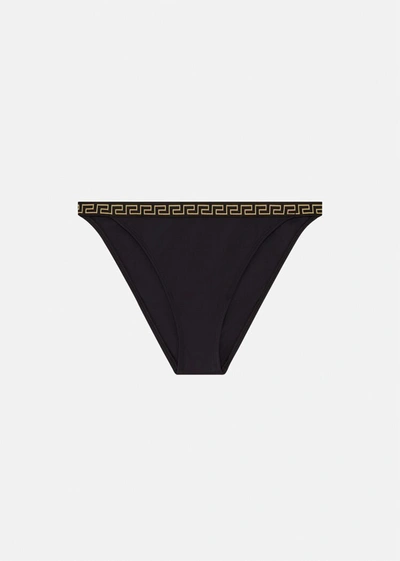Shop Versace Greca Border Bikini Bottoms In Black