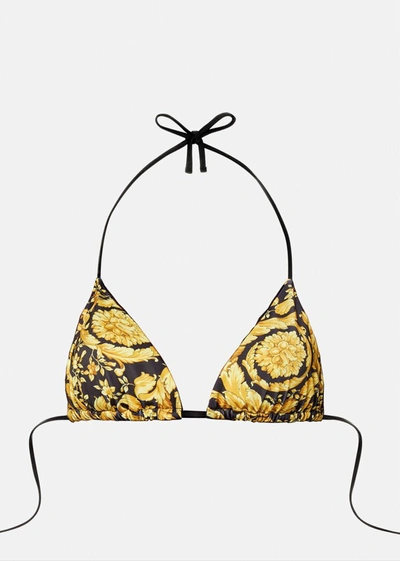Shop Versace Barocco Bikini Top In Print