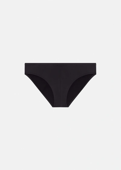 Shop Versace Logo Swim Briefs In Black