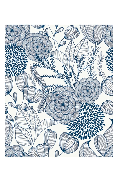 Shop Wallpops Navy Secret Garden Peel & Stick Wallpaper In Blue
