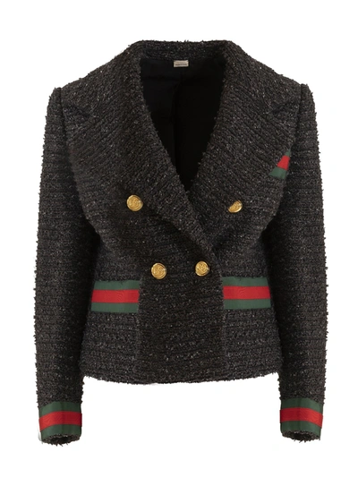 Shop Gucci Melange Tweed Jacket In Grigio