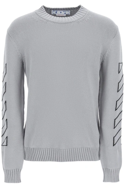 Shop Off-white Diag Arrows Cotton Sweater In Grey