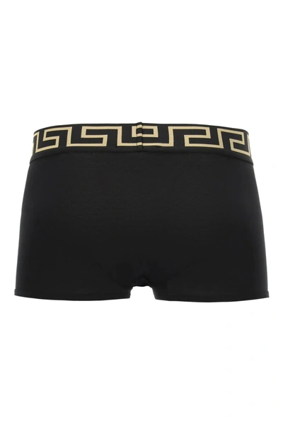 Versace Underpants Low Rise Trunk Stretch Bio Cotton Jers In Black