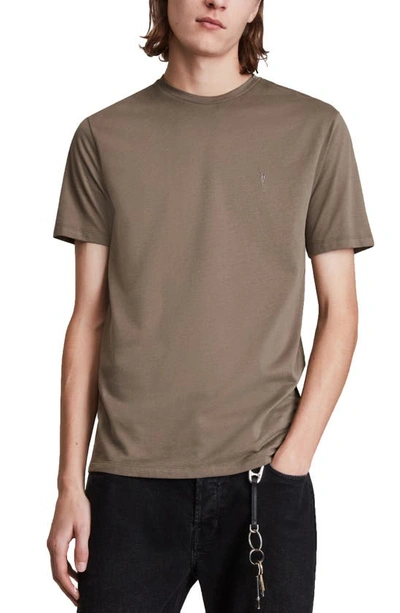Shop Allsaints Brace Tonic Crewneck T-shirt In Peppered Brown