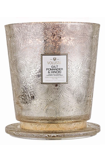 Voluspa Gilt Pomander & Hinoki Hearth Candle In Gilt Pom/hinoki