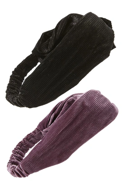 Shop Tasha 2-pack Pleated Head Wraps In Lilac Black