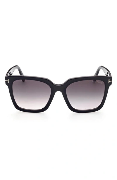 Shop Tom Ford Selby 55mm Square Sunglasses In Sblk/ Smkg