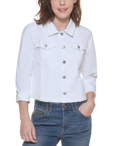Shop Tommy Hilfiger Women's Th Flex Denim Jacket In Br White