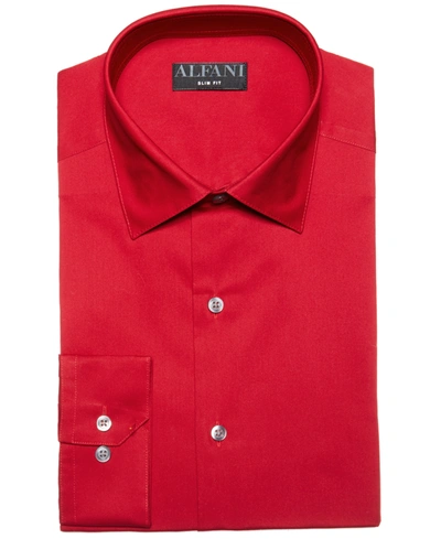 Shop Alfani Men's Regular Fit Performance Dress Shirt, Created For Macy's In Red