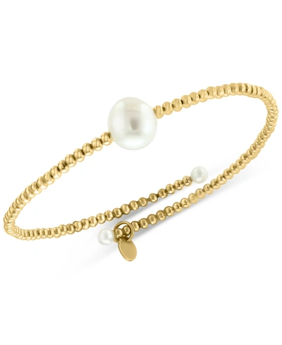 Shop Effy Collection Effy Cultured Freshwater Pearl (3 & 8mm) Coil Bracelet In 14k Gold In K Yellow Gold
