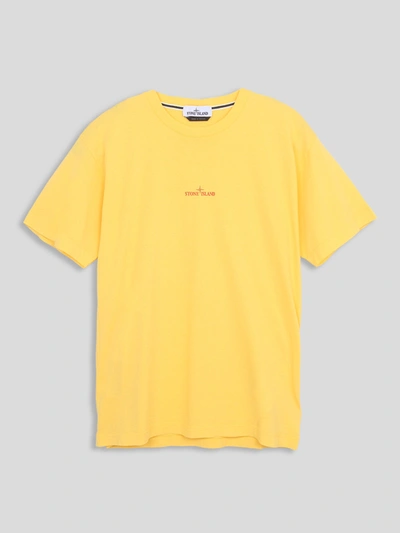 Shop Stone Island Printed T Shirt In Yellow