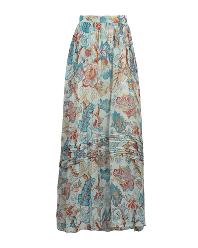 Shop Etro Floral Print Silk Skirt In Fantasia