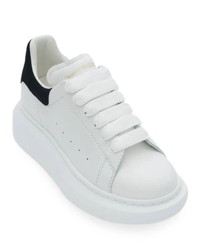 Shop Alexander Mcqueen Boy's Oversized Leather Sneakers, Toddler/kids In Whitecoral