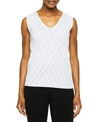 Shop Misook Directional Burnout Knit Tank In White