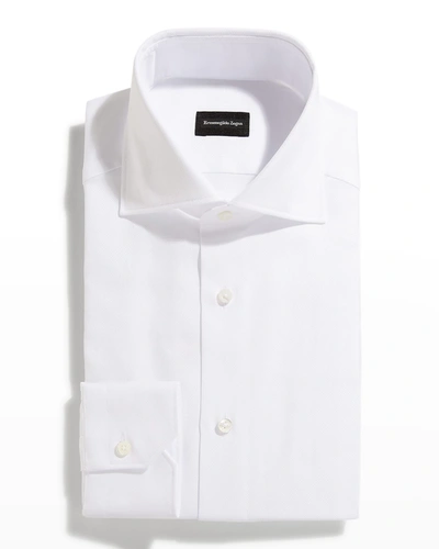 Shop Ermenegildo Zegna Men's Oxford Dress Shirt In Wht Sld