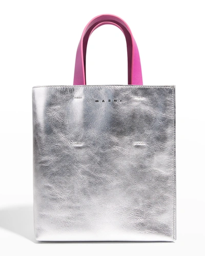 Shop Marni Museo Soft Mini Tote Bag In Z2p52 Silver