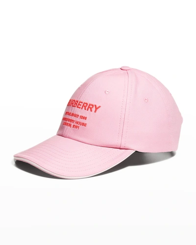 Shop Burberry Horseferry Baseball Cap In Primrose Pink