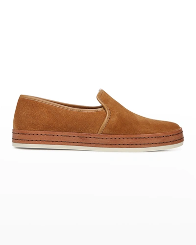 Shop Vince Canella Leather Slip-on Loafers In Tan