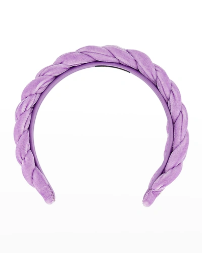 Shop Alexandre De Paris Twisted Velvet Headband In Liliac