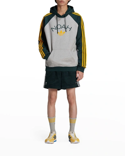 Shop Adidas Originals Men's Noah Colorblock Logo Hoodie In Medium Grey Heath
