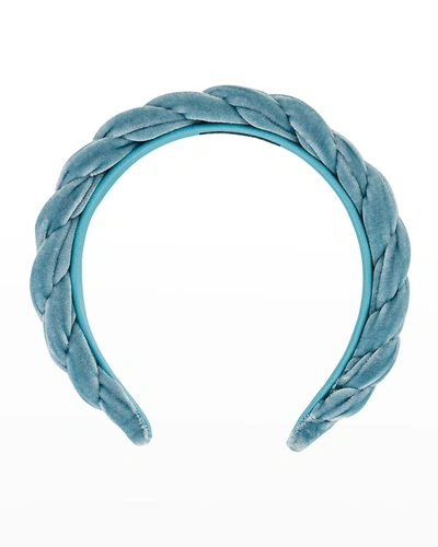 Shop Alexandre De Paris Twisted Velvet Headband In Grey