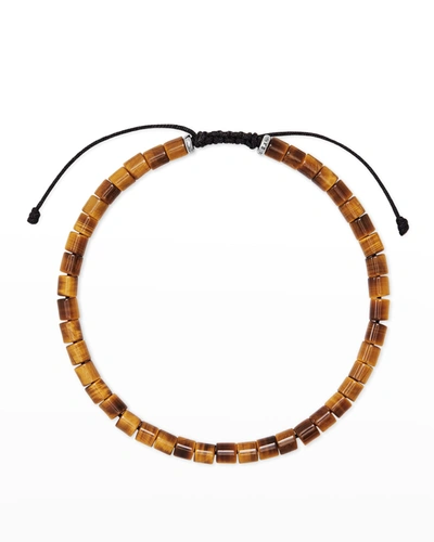 Shop Kendra Scott Men's Beaded Pull-cord Bracelet In Brown Tigers Eye