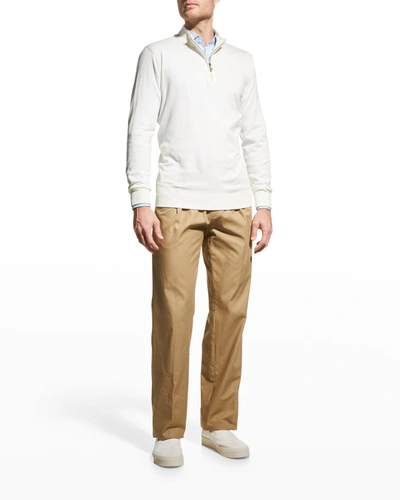 Shop Peter Millar Men's Crest 1/4-zip Sweater In Summ Ivory